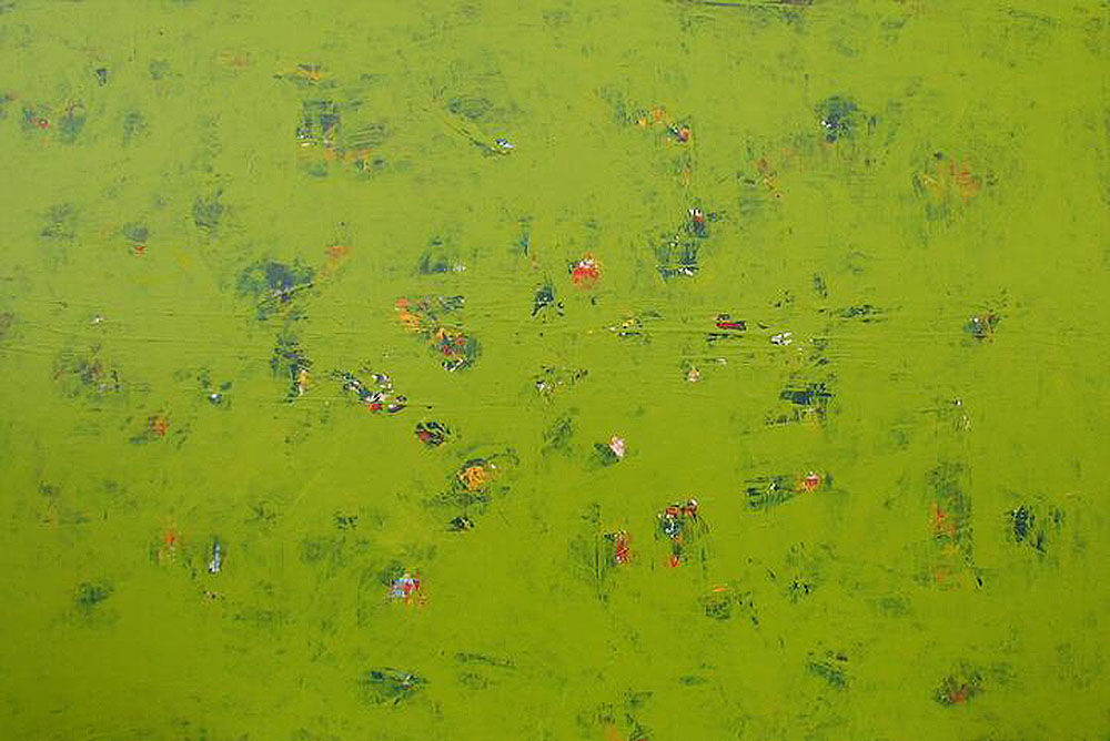 ANTONIO CAMBA · HUELLAS VERDE 9 — Acrílico sobre lienzo · 81×100 cm · 2013