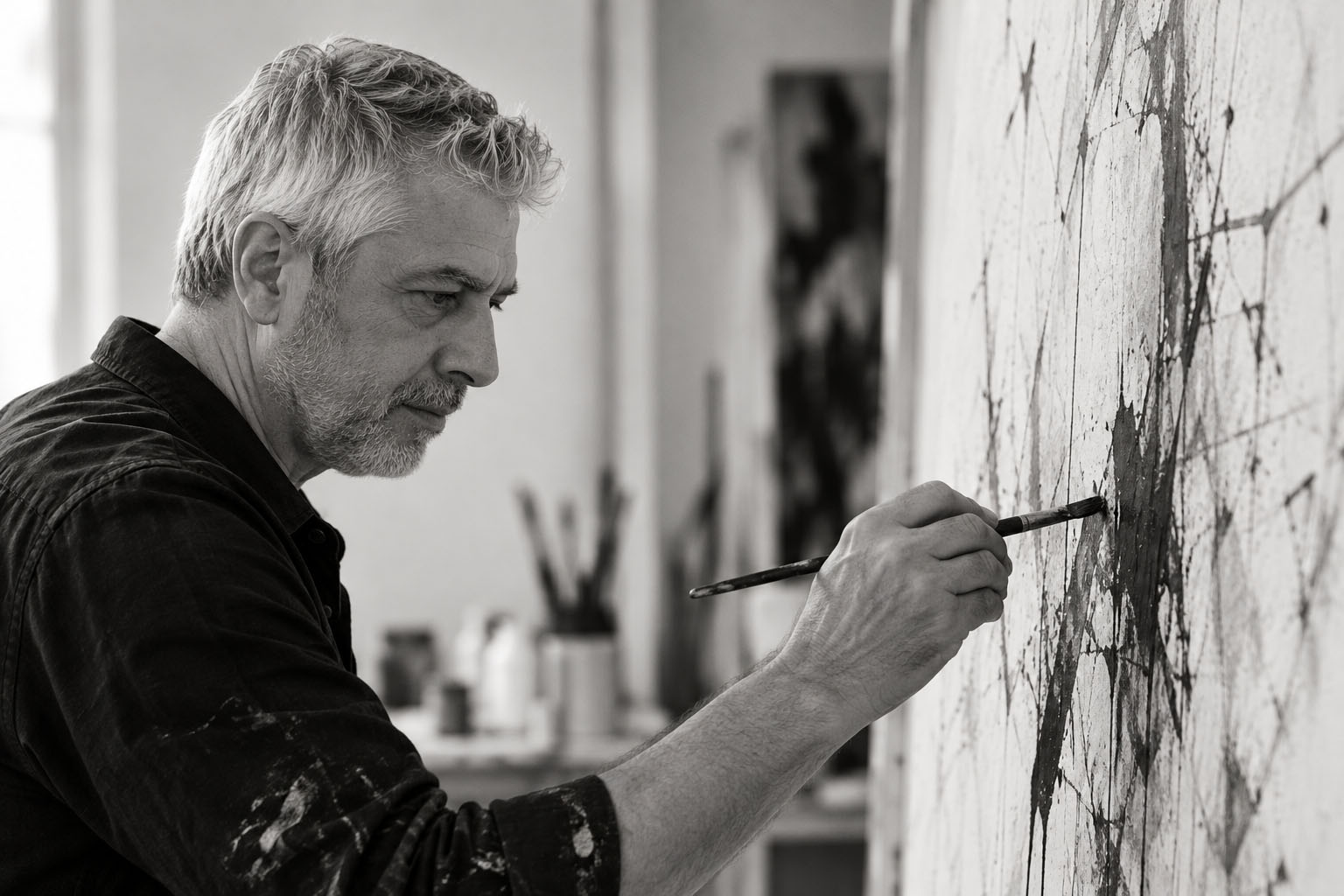 Antonio Camba pintando en su estudio